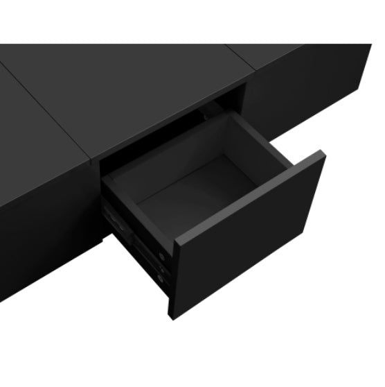 Coffee Table, Black High-Gloss Living Room Table With Push-Pull Storage Structure, Double-Sided Drawers