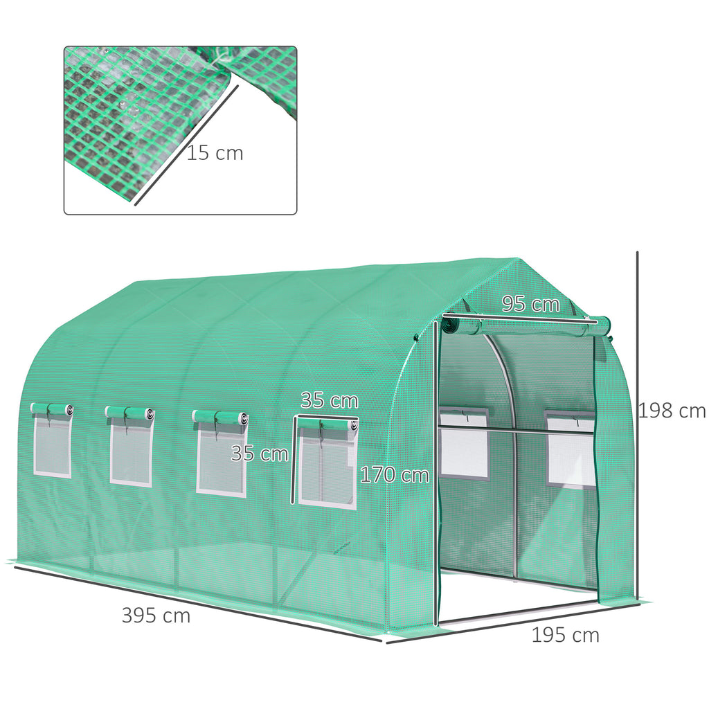 Polytunnel Greenhouse With Windows And Door, Walk In Greenhouse For Garden, Backyard (4 X 2 M)