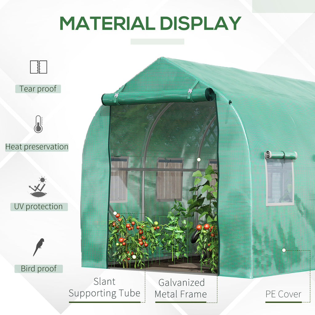 Polytunnel Greenhouse With Windows And Door, Walk In Greenhouse For Garden, Backyard (4 X 2 M)